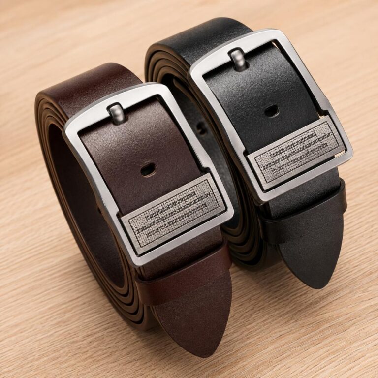 Men's belt Men's PU Leather Pin Buckle Belt 110cm, Black Coffee